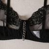 Sexy lingerie three-point set metal chain embroidery shapewear bra set