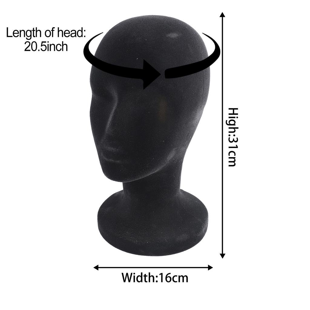 Flocked Foam Model Head Black Mannequin Head Stand Model Velvet Female Suitable For Displaying Wigs, Showcasing Hats, Jewels,