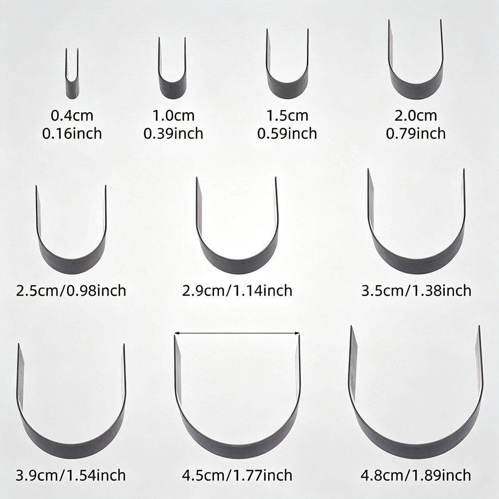 10Pcs Half Circle Punching Die Belt Tail Puncher Leather Bag Shoulder Tail Punching Leather Tools C-Type Hole Cutting Die Mold