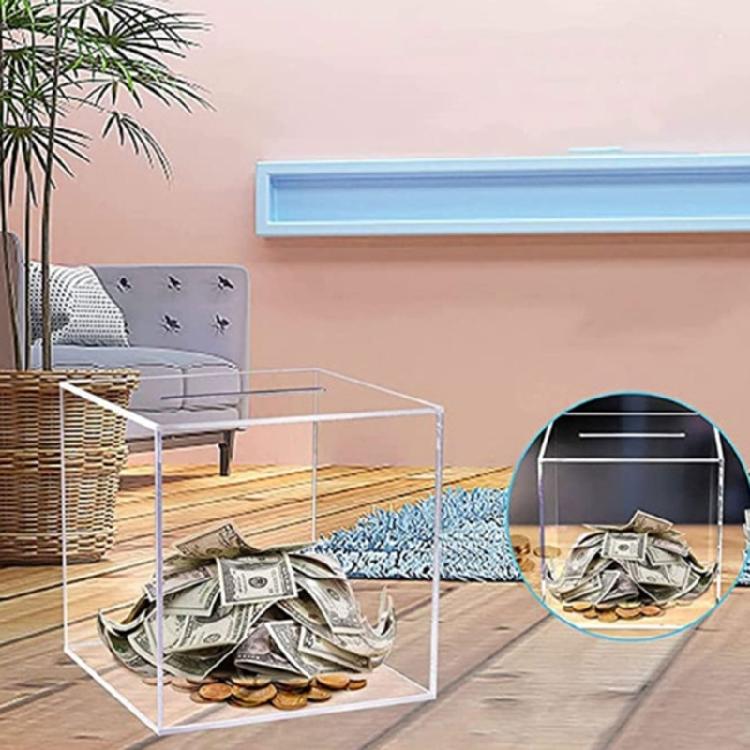 Stylish Acrylic Savings Jar Clear Money Box for Kids and Adults Birthday Gift