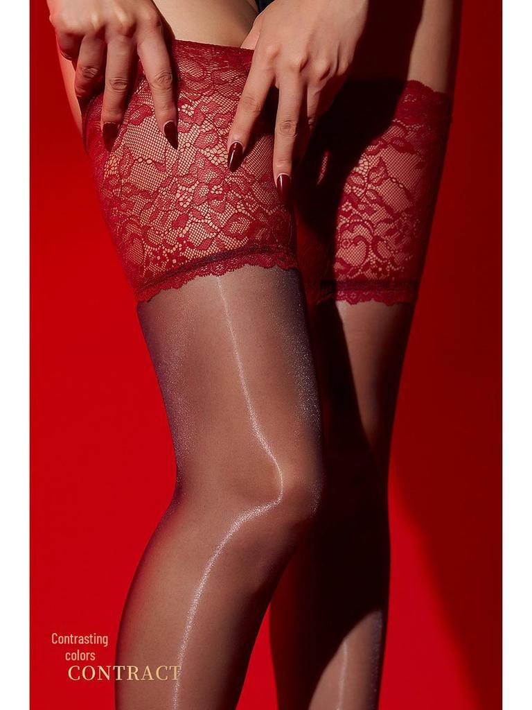 Little Matchmaker Black Silk Over-the-Knee Aurora Nightclub Stockings: Ultra-Thin, Sexy Style, 0D Watery Sheen