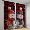 Christmas Ball Stars Decorated Curtain Red Holiday Ribbon Curtain a Set of Two, Home Living Room Bedroom Kitchen Shade Curtain