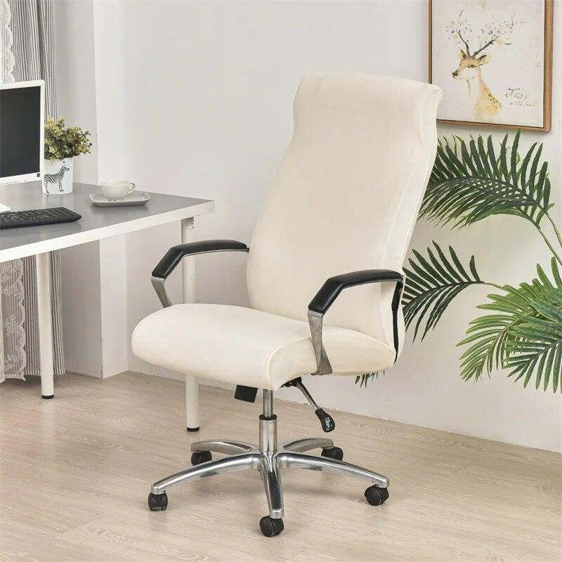Soft Velvet Office Chair Covers Elastic Computer Chair Cover Non-Slip Gaming Seat Slipcover with Zipper Washable Chair Protector