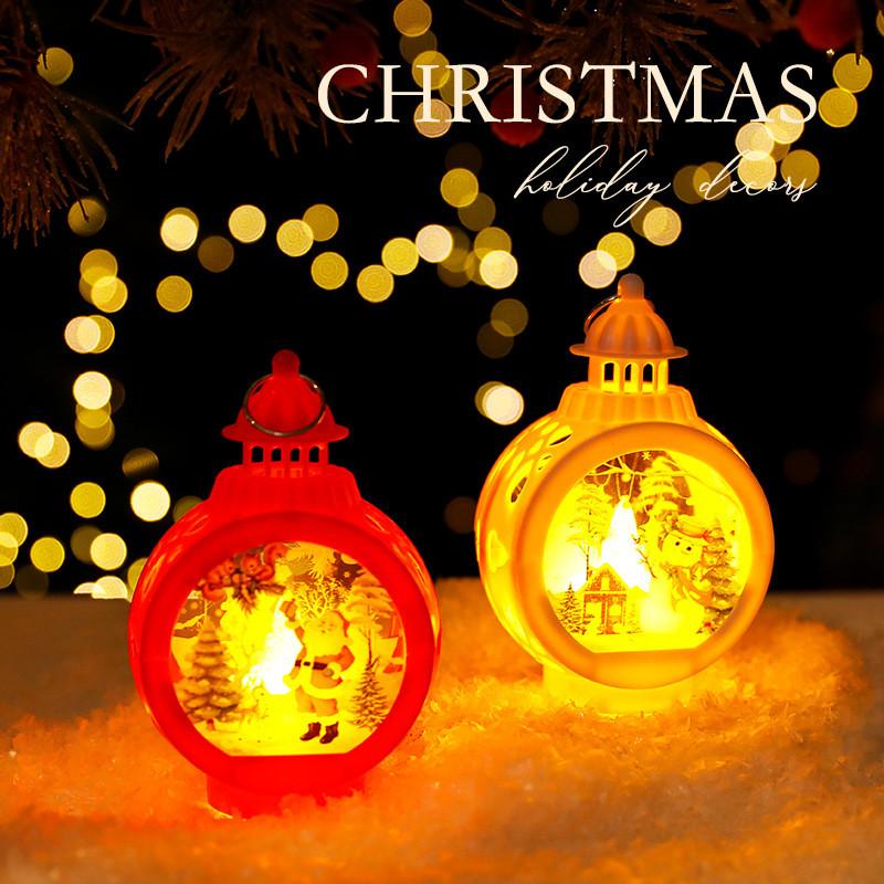 Weihnachts-Weihnachtsmann-Schneemann-Laterne mit LED-Licht für Feiertagsdekoration und Geschenkidee
