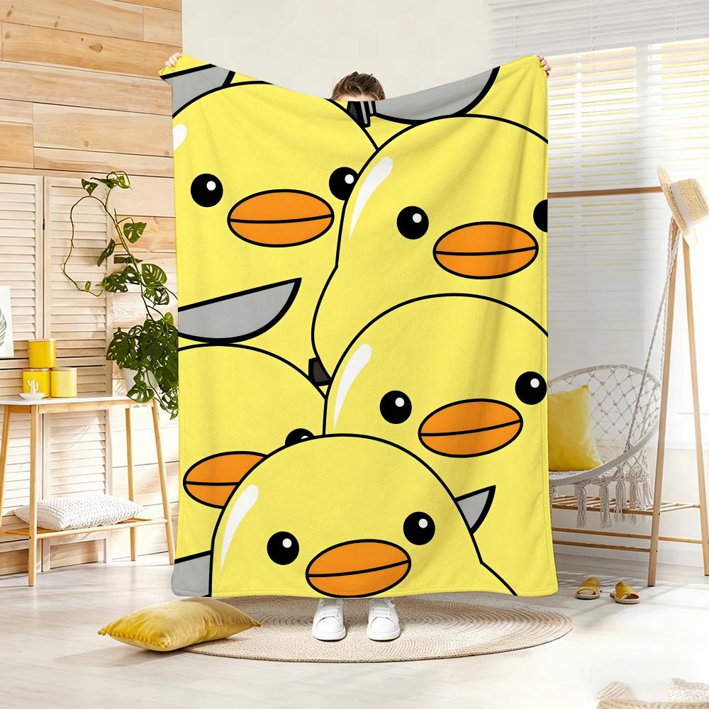 Cute Cartoon Ducks Throw Lightweight 240G Flannel Blanket Soft Skin-Friendly For Summer Cooling