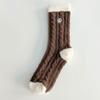 Female Autumn and Winter Thickened Warm Velvet Stripe Home Sleep Tube Socks