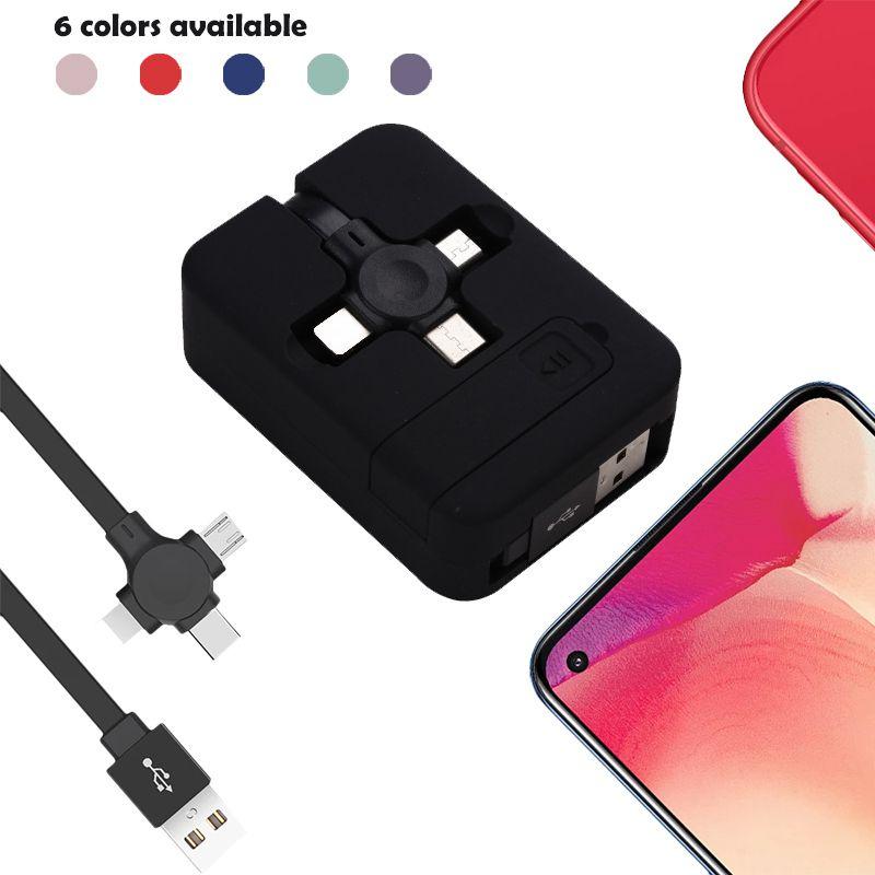 Fast Charging 3-in-1 Cable For Ios Micro And Type-c Tangle-free Design