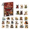 Holiday Party Favors 2D Acrylic French Bulldog Christmas Advent Calendar Surprising Box Ornament Pendants Set Cute Xmas Countdown Hanging Charms for
