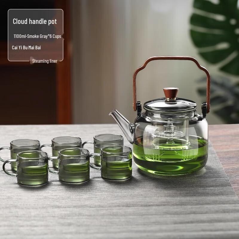 Beiduo Yang Smoky Grey Glass Teapot Set