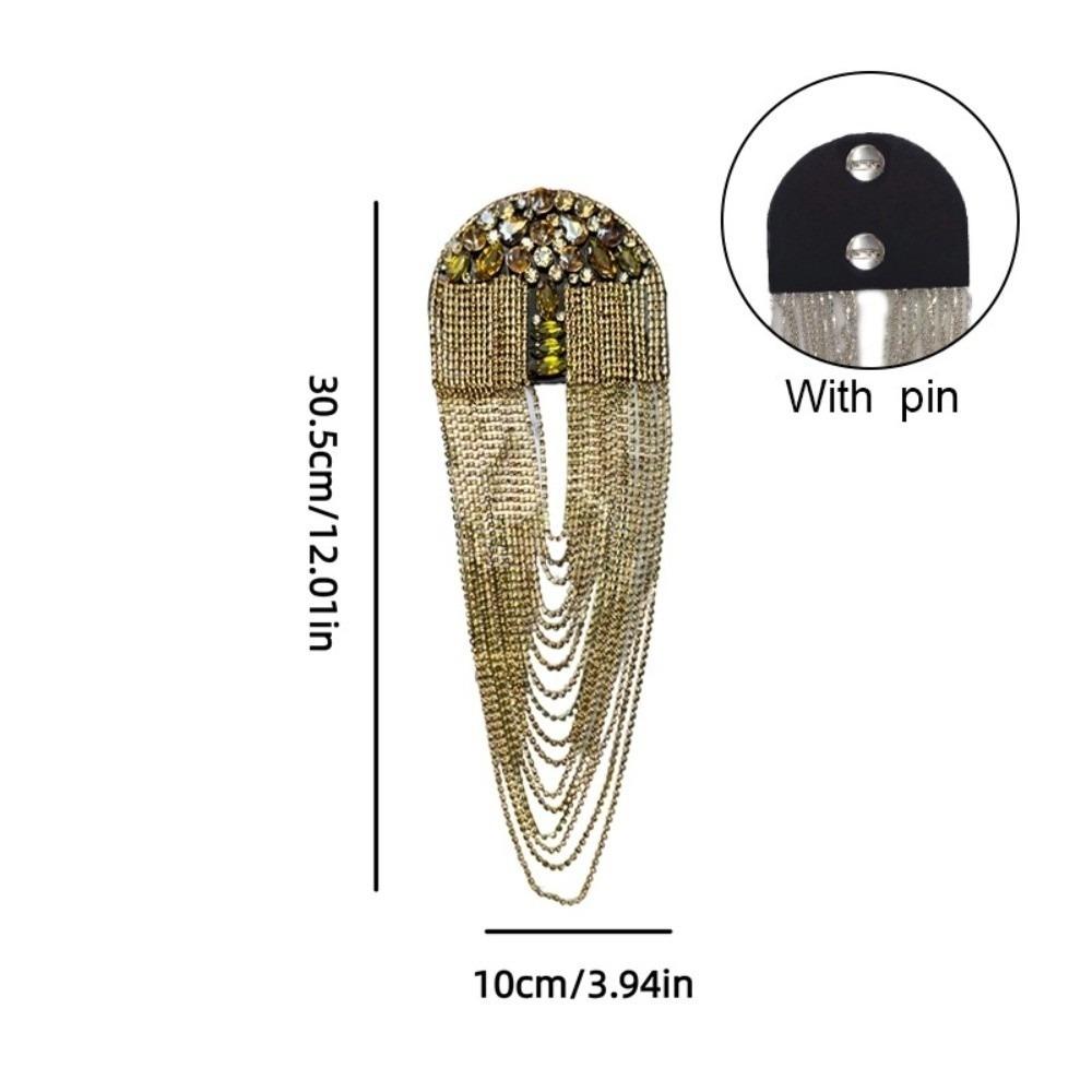 Luxury Beaded Decoration Diamond Tassel Epaulets Detachable Sparkling Shoulder Brooch Rhinestone Brooch Epaulet