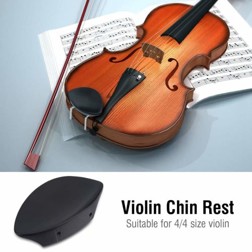 Violin Chin Rest, Ebony Wood with Cork, Ergonomic, No Sharp Edges, for 4/4 Violins, Violin Parts and Accessories