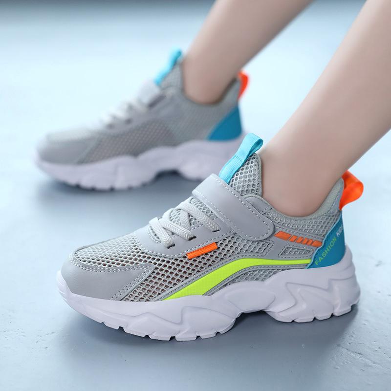 Children's Shoes Boys Spring and Autumn Four Seasons New Breathable Mesh Sports Shoes Primary School Students Lightweight Soft-soled Casual Running