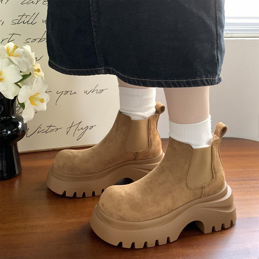 New retro Chelsea boots women's European and American platform short boots heightened fashion British style versatile Martin boots cm