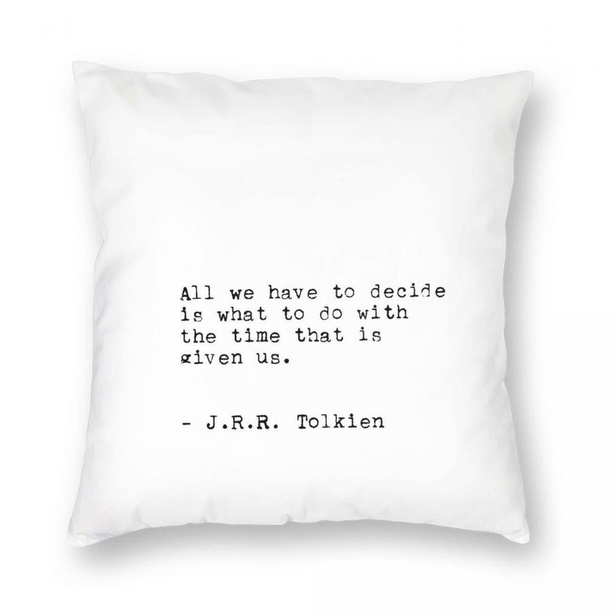 JRR Tolkien Time Well Spent Square Pillowcase Polyester Linen Velvet Creative Zip Decor Pillow Case Home Cushion Cover 30x30cm