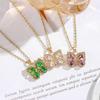 Colorful Zircon Butterfly Necklace Pendant – European & American Hip Hop Fashion Jewelry Design for Women