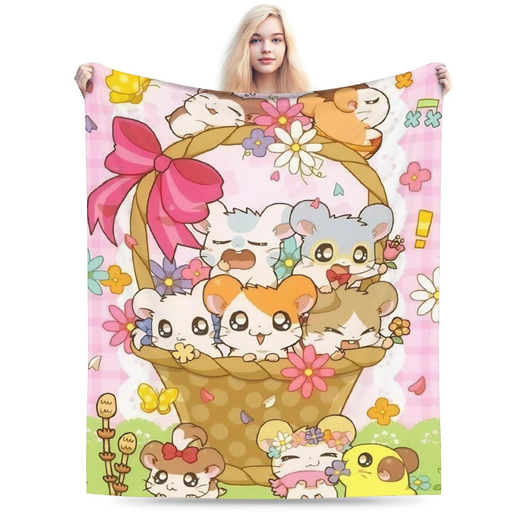 Cute Hamtaro  Warm Soft Blanket  Kids Adult Plush Throw Blanket Comfortable Couch Chair Flannel Bedspread Sofa Bed Cover