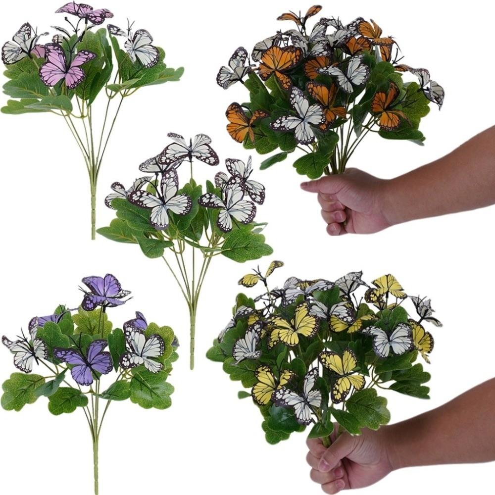 7 Head Artificial Butterfly Flowers Colorful Branches Included Fake Butterfly Bouquet Waterproof Realistic Flower Bouquet