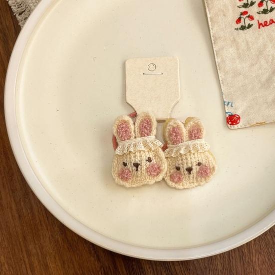 1 Pair Girl Hair Ties Soft Fabric Cartoon Rabbit Bear Carrot Decor Hair Ropes Gentle on Scalp Safe Baby Hair Bands