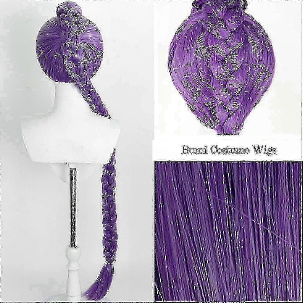 Lila geflochtene Perücke für Kinder für Cosplay, Anime-Kostümperücke, Halloween-Cosplay-Requisiten, von Rumi inspirierte Perücke für Dämonenjäger-Thema, Neuankömmling
