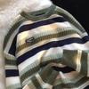 Unisex Striped Crew Neck Knitted Sweater - Autumn/Winter Trend, Hong Kong Style, Loose Fit, Versatile and Cozy.