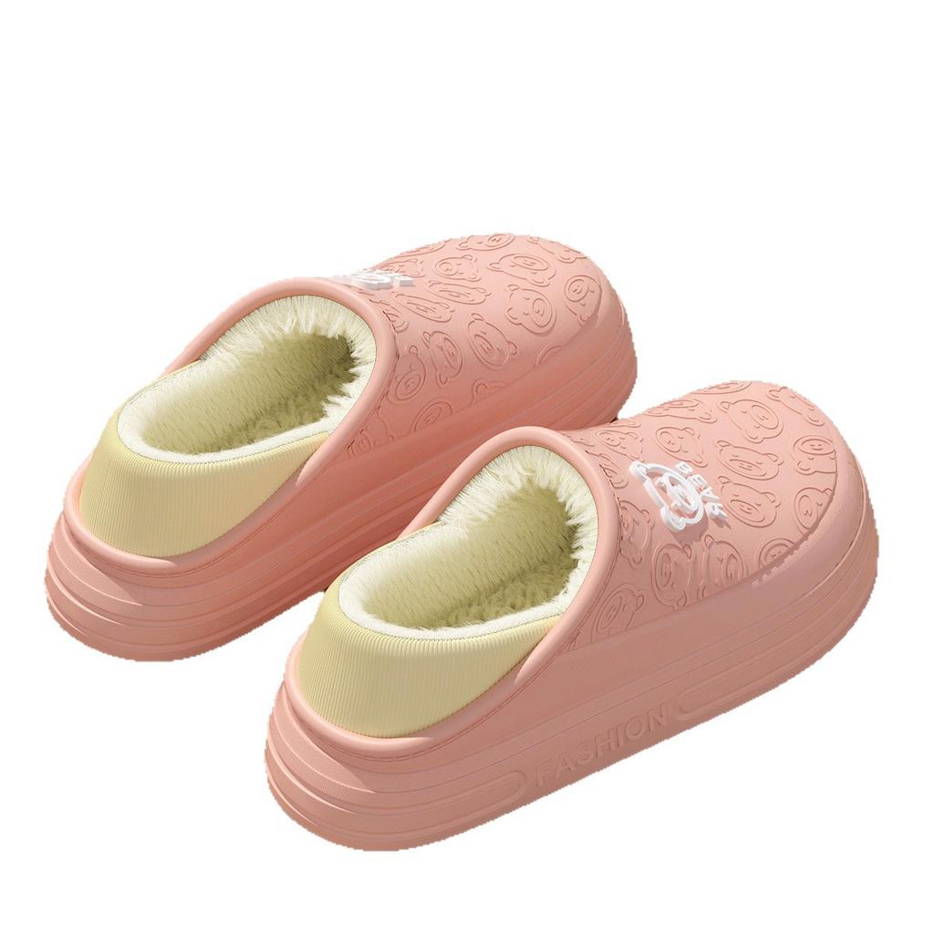 New eva cartoon waterproof cotton slippers autumn and winter bags and non-slip indoor household and outdoor warm fluffy slippers