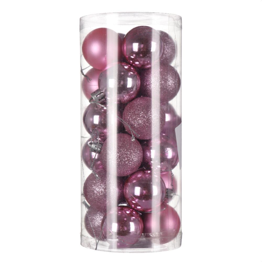 

24Pcs 3/4/6cm Plastic DIY Gifts Home Decor Drop Pendant Xmas Hanging Ball Bauble Christmas Tree Decoration 3CM рожевий