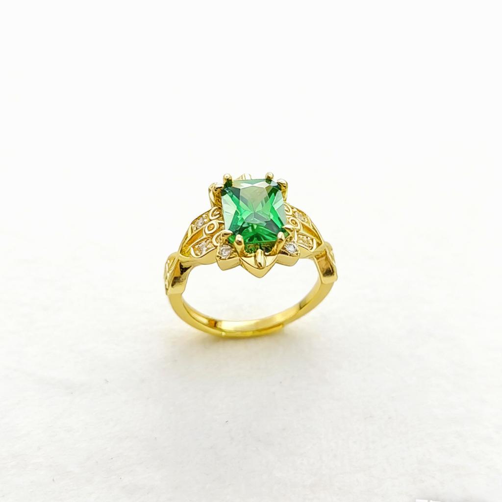 Jewelry Imitation Emerald Ruby Open Ring Rectangle High Carbon Diamond Color Treasure Women's Ring