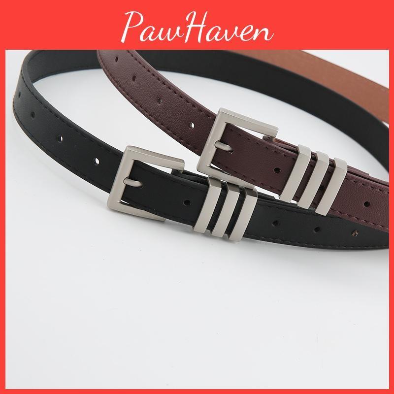 Buckle Polished Metal Womens Belt In Solid Color Versatile Paired With Jeans