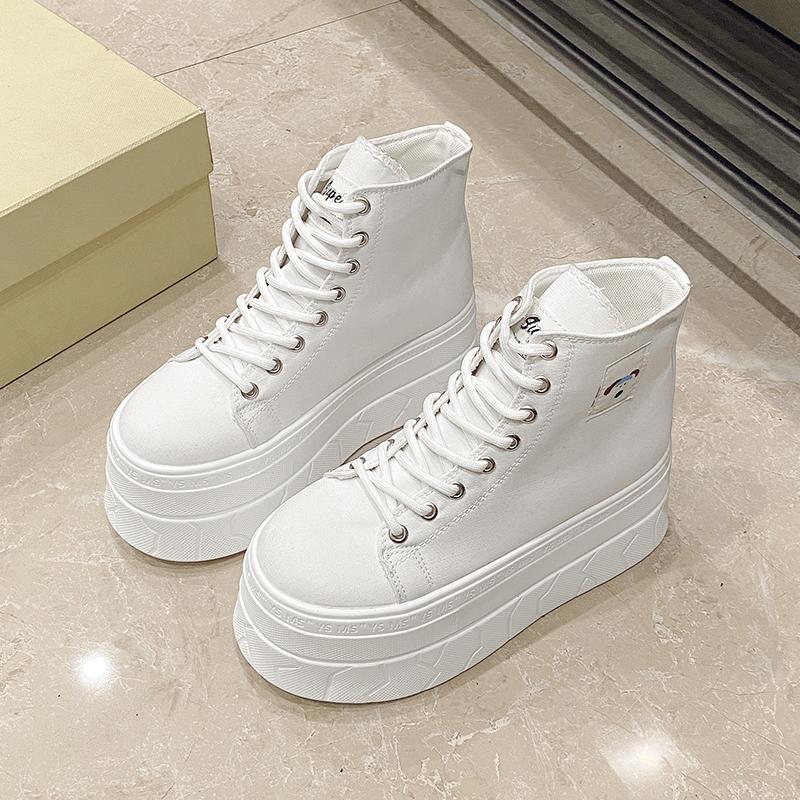 Fashion 7.5cm Fashion High-Top Canvas Shoes Breathable Women Super High Heel Sneakers Platform Shoes Women Summer Autumn Women's Shoes