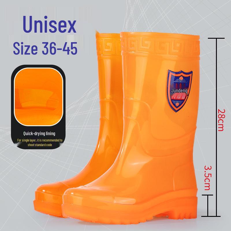 Men's Tan Quick-Dry High-Top Rain Boots - Waterproof, Non-Slip, No-Mesh Rubber Shoes