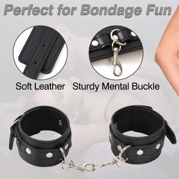 Detachable PU Bondage Handcuffs Set for Couples - Erotic SM Toys Restraint and Flirting Accessories