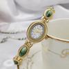 Faux Gemstone Bracelet Watch Ladies Vintage Oval Dial Wristwatch Elegant Quartz Watch Gift for Her Girlfriend Mom Wife