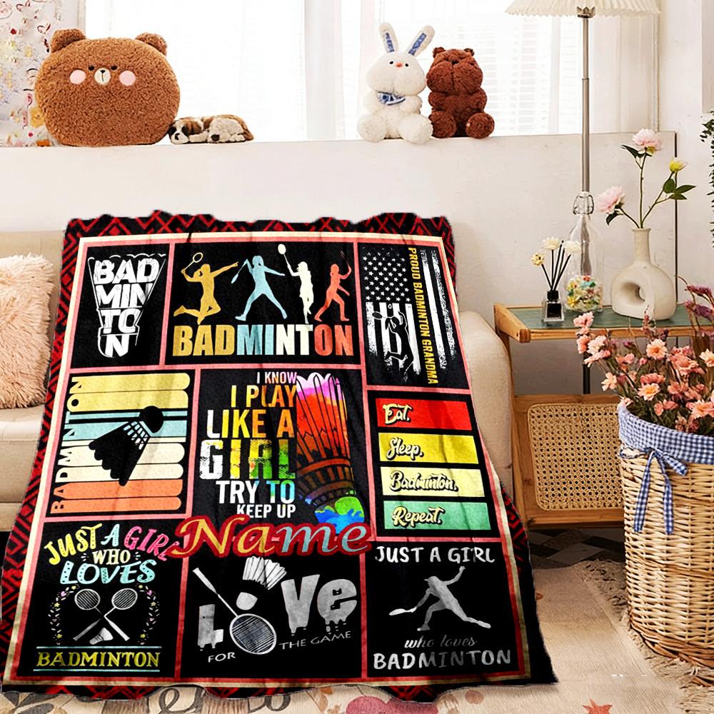 Badminton Customize Your Name Home Blankets Comfortable Soft Lightweight Allseason Multipurpose Blanket For Picnics Couches Offices Beds Living Rooms