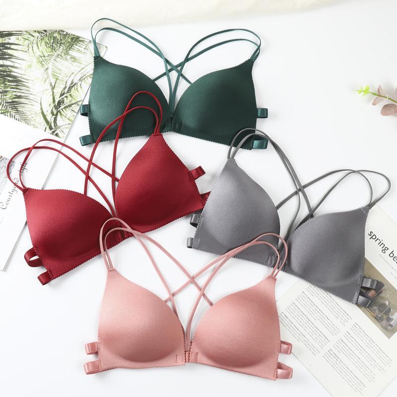 Bezšvová dámska podprsenka s výrezmi pre ženy Bezdrôtová tenká spodná bielizeň Sexy spodná bielizeň Mäkké podprsenky Braletka Viacfarebná podložka z peny