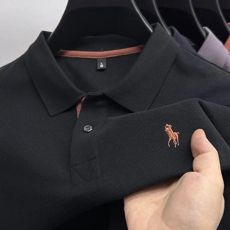 STORN 100% Czysta Bawełna Marka Premium Męska Koszulka Polo z Długim Rękawem Moda Personalizacja Haft z Koniem Klasyczny T-shirt Paul
