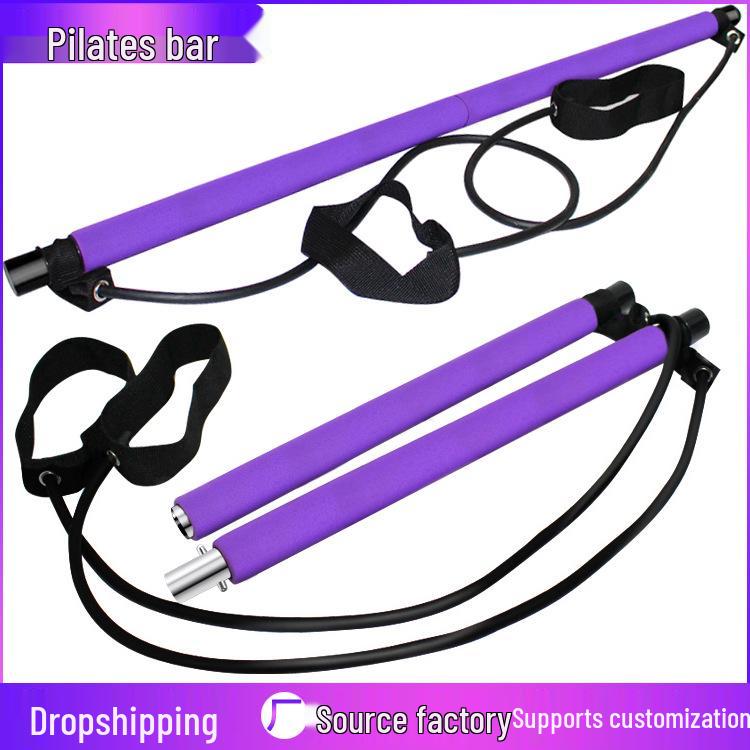 Women's Pilates Bar with Foot Pedal & Elastic Resistance Band for Home Fitness