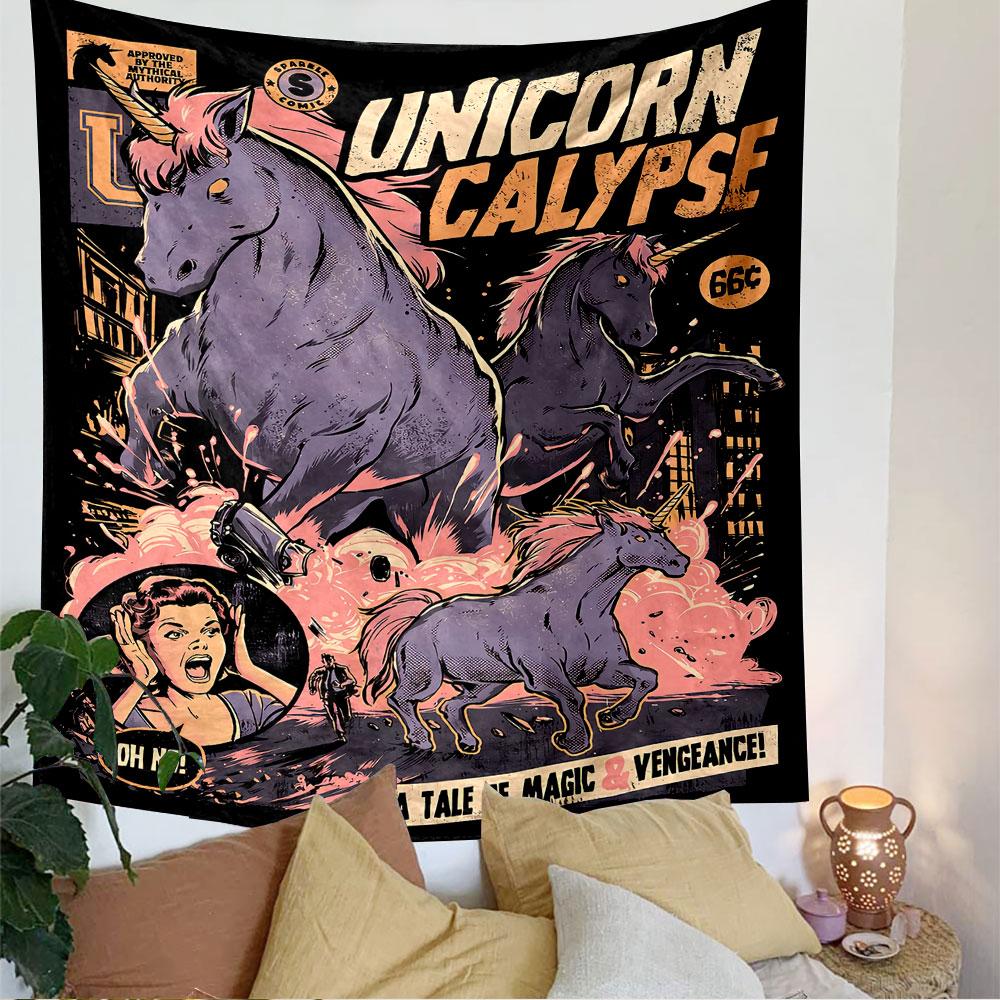 Modern Unicorn Fantasy Poster Tapestry Wall Hanging, Decor for Living Room Dorm, Gift for Women Men