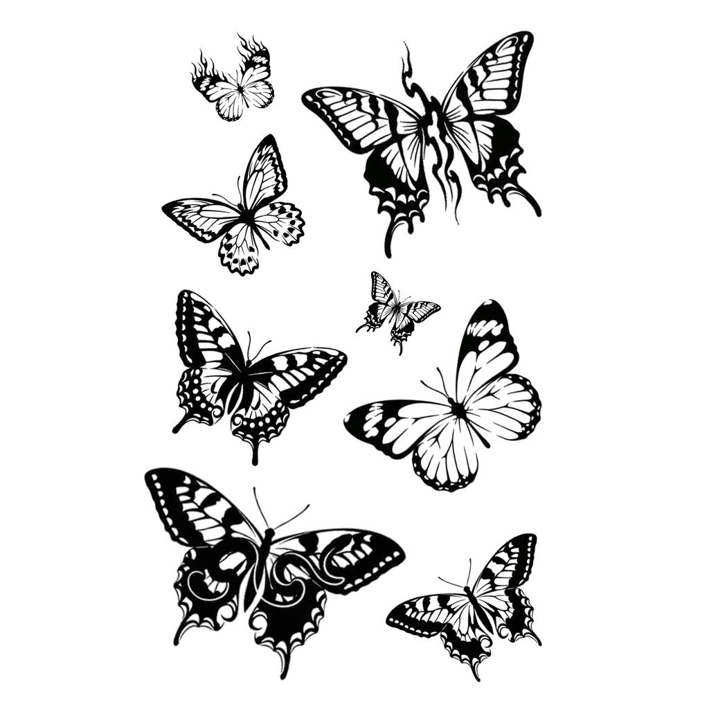 Simple Personality Spice Girl Three-Dimensional Butterfly Flower Wicker Collarbone Arm Tattoo Sticker