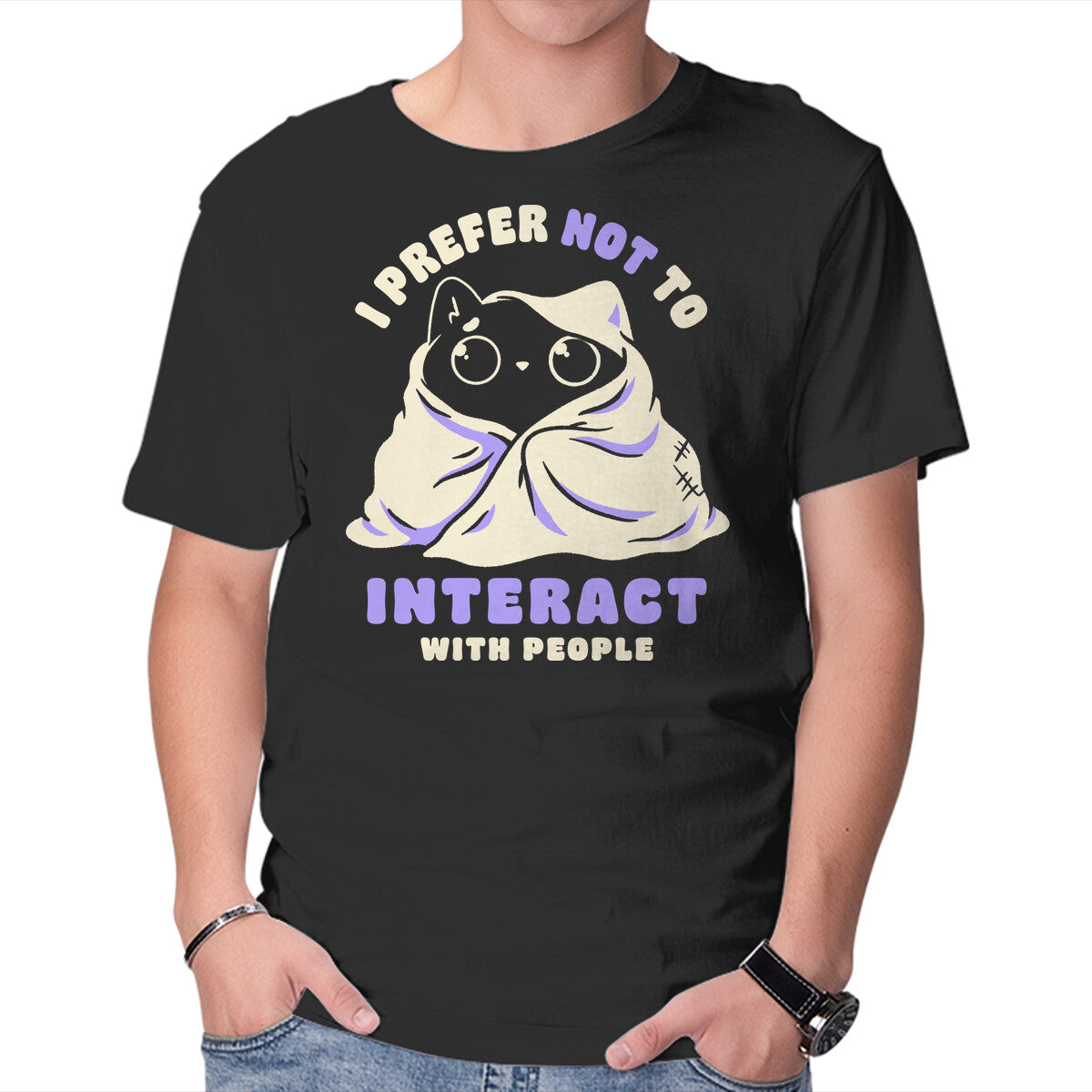 Unisex Crew Neck T-Shirt I Prefer Not To Interact With People Graphic Short Sleeve Casual Tee XXXXL