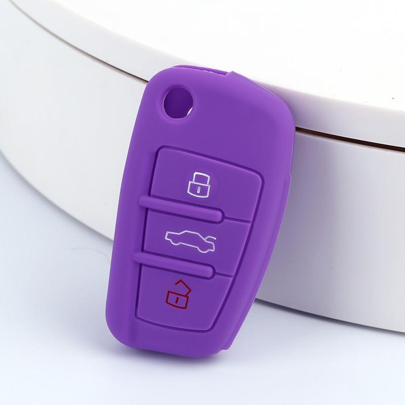 Silicone Rubber Car Key Case Cover Fit for Renault Koleos Kadjar for Renault Espace 4 Button Card Smart Key Shell Set Key Cover фиолетовый