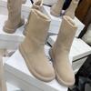 New Style Vintage Versatile Thick Mid-calf Boots, Cotton Shoes with Fleece Lining, Snow Boots for Women
