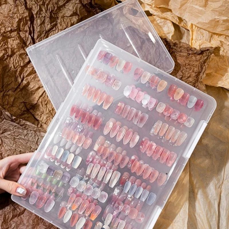 1pcWearable Nail Storage Box Transparent Dustproof Portable Nail Display Box Earrings Jewelry Cosmetics Photo Letter Storage Box