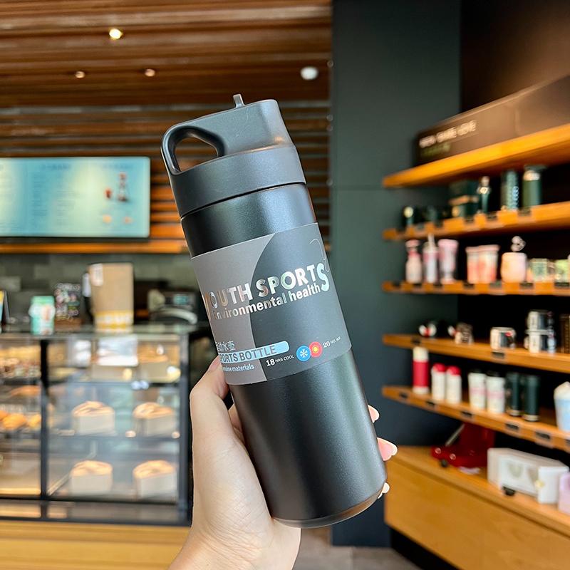 

500 мл фляжка бутылка для воды из нержавеющей стали соломинка термокружка портативный открытый спорт фитнес спрей вакуумный термос чашка дорожный чайник 500ml