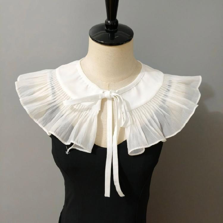Ruffle Trim Lace Faux Collar Decorative Collar for Blouse Skirt Removable False Collar Adjustable Shawl All Matching