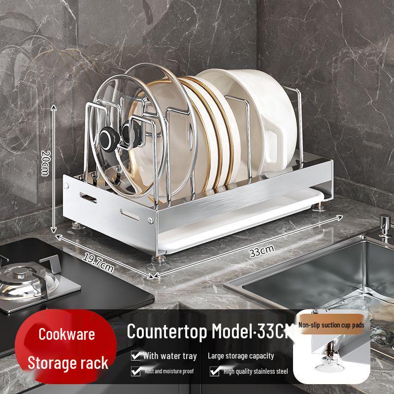 Extendable Stainless Steel Cookware Storage Rack for Kitchen Shelves and Under Sink Cabinets