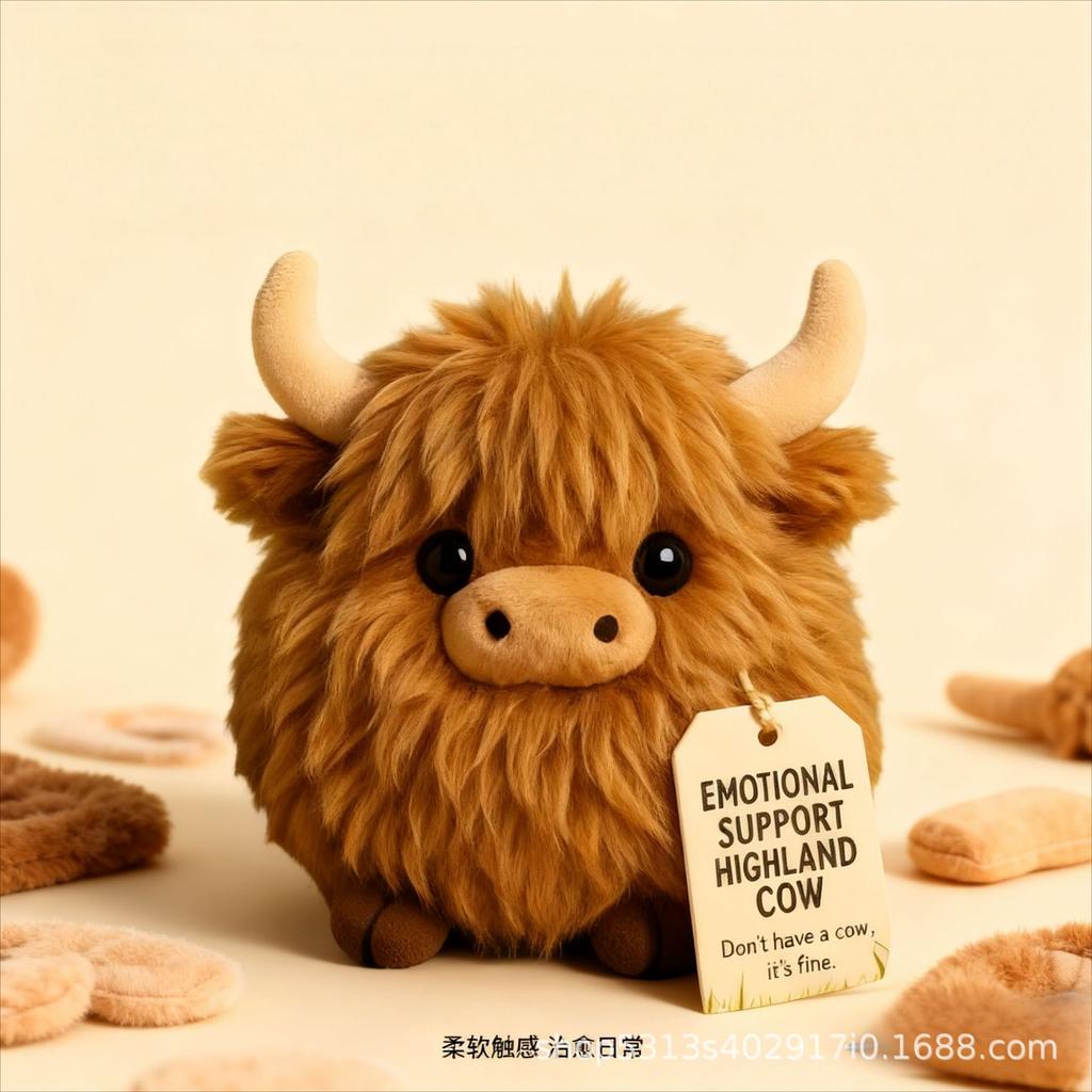 Highland Cow Plush - Realistic Scottish Highland Cattle Stuffed Animal Toy