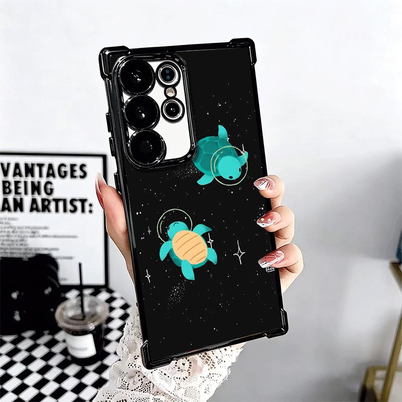 Cartoon Ocean Sea Turtle Plating Phone Case For Samsung Galaxy S24 S25 FE S26 Edge S23 Ultra S22 S21 Plus S20 Anti-Fall Airabag