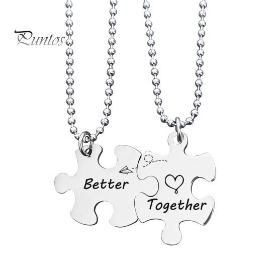 2 szt. Para brelok do kluczy naszyjnik razem lepsze puzzle ze stali nierdzewnej DIY uchwyt na breloczek plecak wisiorek ozdoba prezent dla chłopaka, dziewczyny