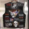 American Harley vest, leather vest, cycling vest 42 embroidered badges, leather vest men