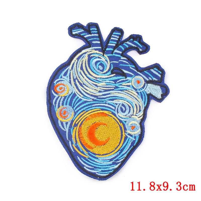 Punk Heart Embroidery Patch Iron On Patches For Clothing Thermoadhesive Patches On Clothes Waves Applique/Patches On Clothes